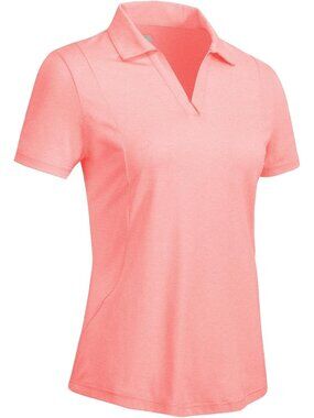Women's  Pink Golf Shirts Short Sleeve Dry Fit V Neck Collared Tennis Tops